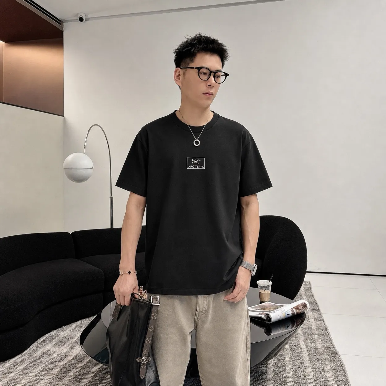 Arc～ logo， 《 》 7A tee ， Same Style ， : Black White Coffee Brown Size：S（90-130 ） M（125-150 ） L（135-165 ） XL（160-190 ） XXL（185 ）